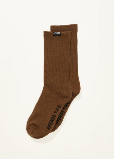 Shop Afends Hemp Crew Socks In Brown