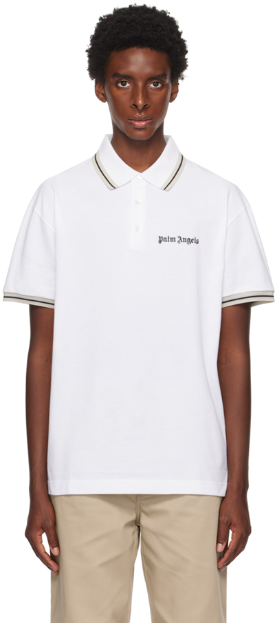 Shop Palm Angels White Classic Polo In White Black