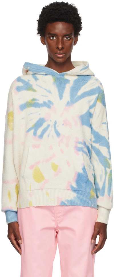 Shop Palm Angels Off-white Tie-dye Hoodie In Beige Multicolor