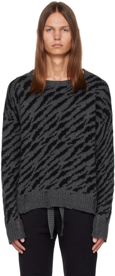 Shop Rhude Black & Gray Zebra Sweater In Black/charcoal