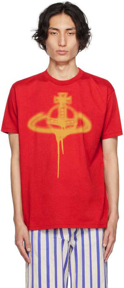 Shop Vivienne Westwood Red Spray Orb T-shirt In 233-j001m-h402go