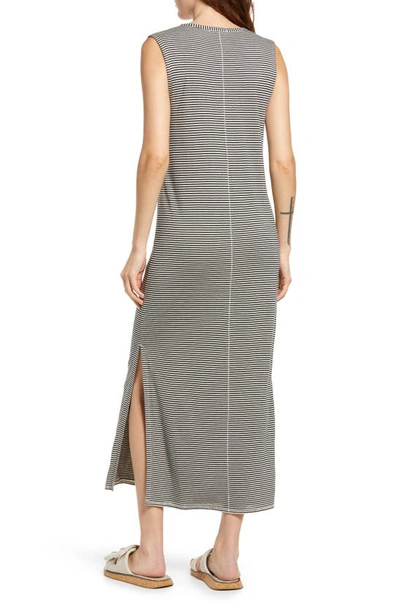 Rag & Bone Michal Knit Striped Midi Muscle Dress In Navymult