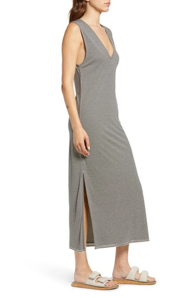 Rag & Bone Michal Knit Striped Midi Muscle Dress In Navymult