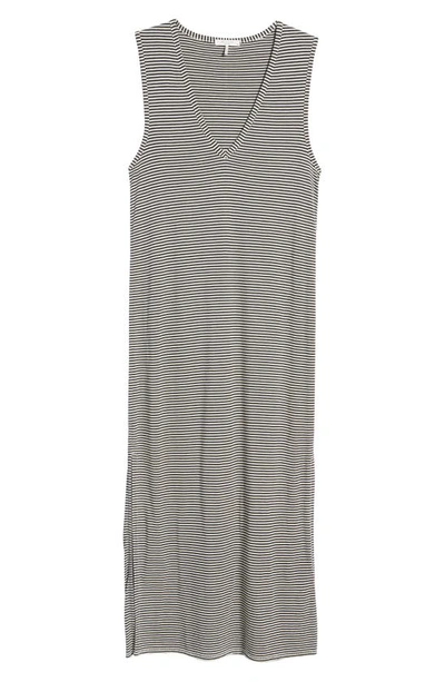 Rag & Bone Michal Knit Striped Midi Muscle Dress In Navymult