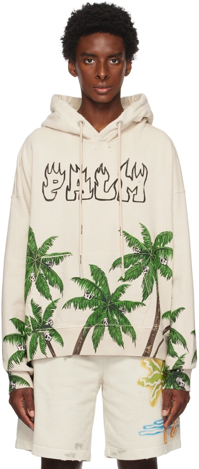 Shop Palm Angels Off-white Palms&skulls Hoodie In White Green