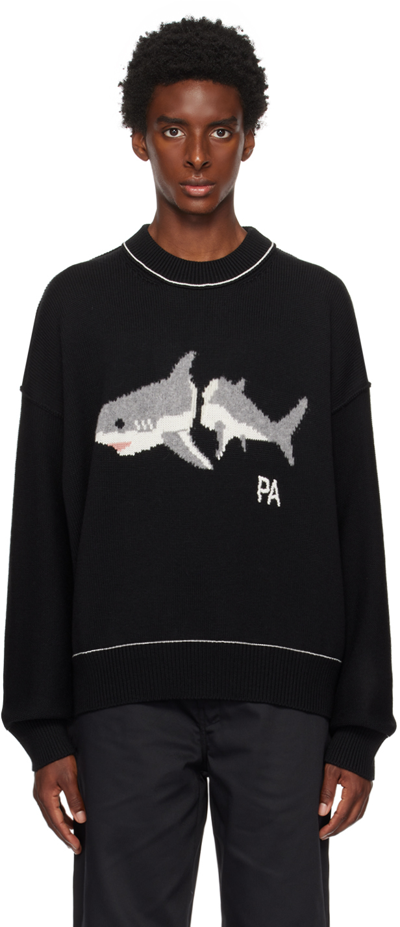 Shop Palm Angels Black Shark Sweater In Light Grey