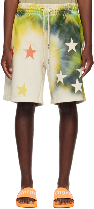 Shop Palm Angels Off-white Sprayed Stars Shorts In White Multicolor
