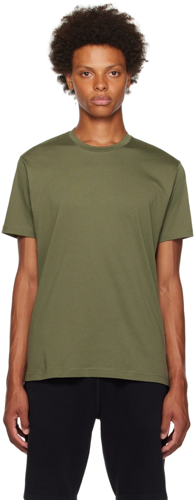 Shop Sunspel Khaki Riviera T-shirt In Gngc Hunter Green