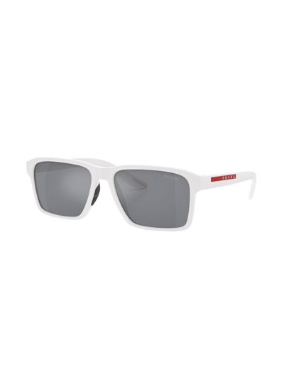 Shop Prada Logo-print Square-frame Sunglasses In White