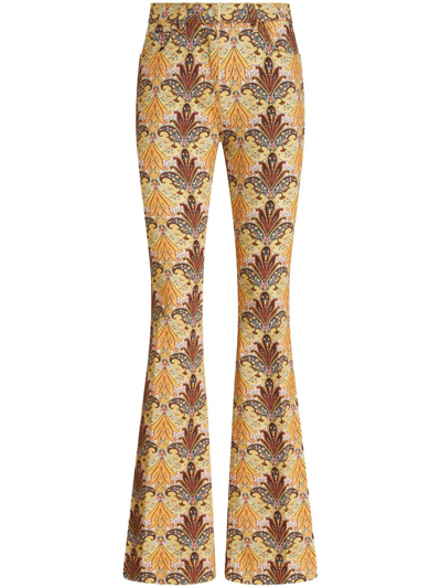 Shop Etro Graphic-print Flared Jeans In Multicolour