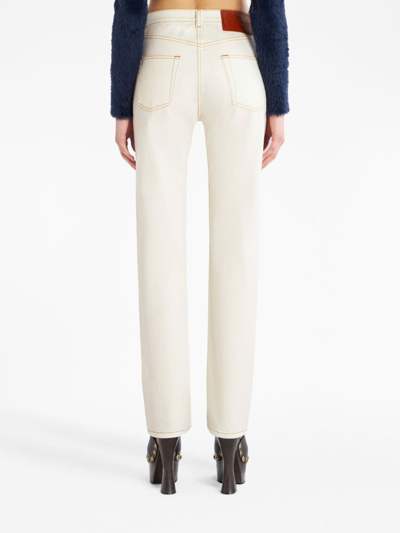 Etro Jeans Mit Floralen Seitenstreifen In White