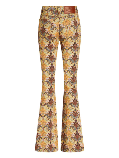 Shop Etro Graphic-print Flared Jeans In Multicolour