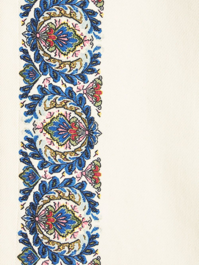 Etro Jeans Mit Floralen Seitenstreifen In White