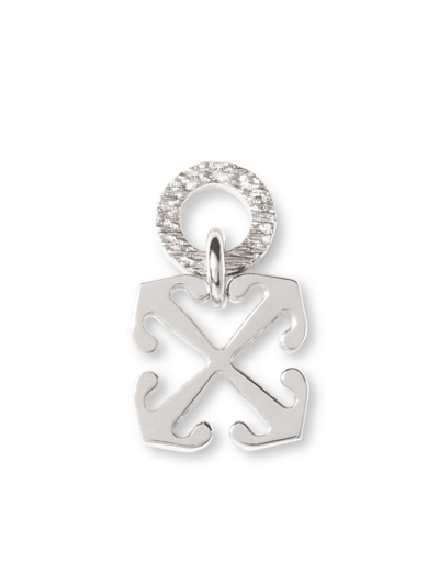 Shop Off-white Arrow-plaque Drop Earring In Silver