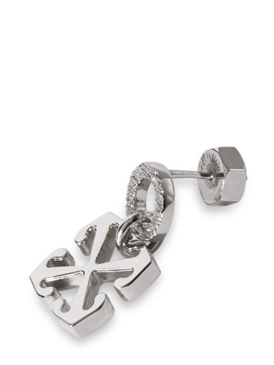 Shop Off-white Arrow-plaque Drop Earring In Silver