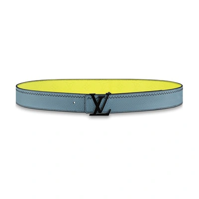 Lv Initiales Colour Blocks 40mm Reversible Belt In Gray