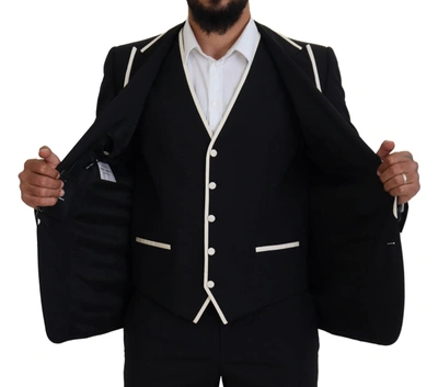 Shop Dolce & Gabbana Elegant Black And White Slim Fit Three Piece Men's Suit