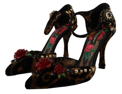 Shop Dolce & Gabbana Chic Leopard Ankle Strap Sandal Women's Heels In Brown