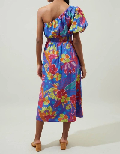 Shop Sugarlips Bold Attempt One Shoulder Midi Dress In Multi