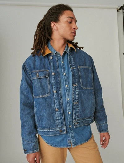 Shop Lucky Brand Men's Flannel Lined Denim Jacket In Blue