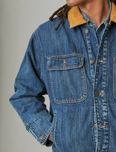 Shop Lucky Brand Men's Flannel Lined Denim Jacket In Blue
