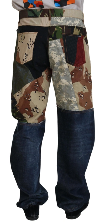 Shop Dolce & Gabbana Patchwork Denim Rich Silk Blend Men's Jeans In Multicolor