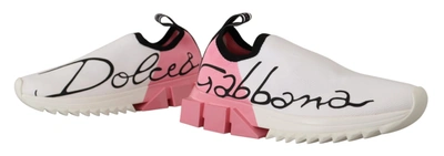 Shop Dolce & Gabbana Pink White Logo Womens Sorrento Sneakers