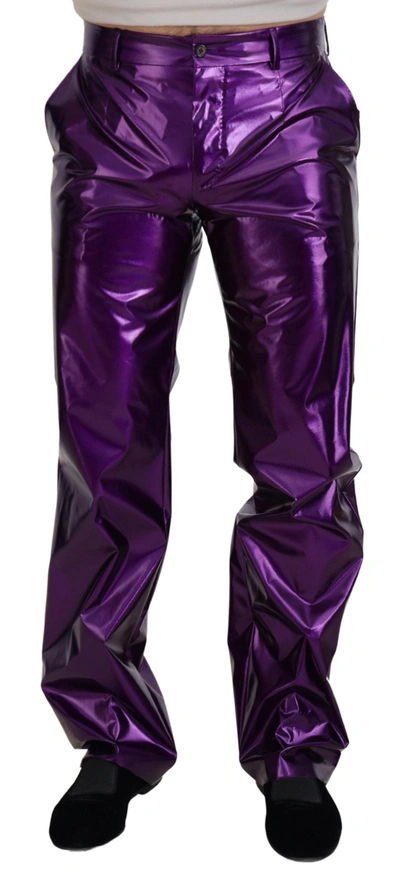 Shop Dolce & Gabbana Purple Shining Men Casual Men's Pants