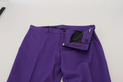 Shop Dolce & Gabbana Purple Wool Slim Fit Chino Men's Pants