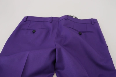 Shop Dolce & Gabbana Purple Wool Slim Fit Chino Men's Pants