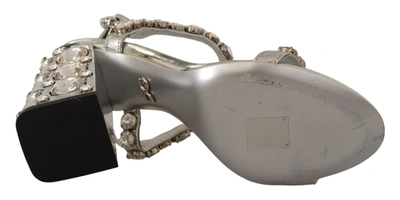 Shop Dolce & Gabbana Silver Crystals Strap Buckle High Heel Women's Sandals