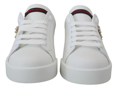 Shop Dolce & Gabbana White Logo Patch Embellished Sneakers Women's Shoes