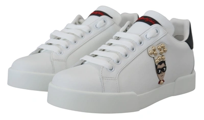 Shop Dolce & Gabbana White Logo Patch Embellished Sneakers Women's Shoes