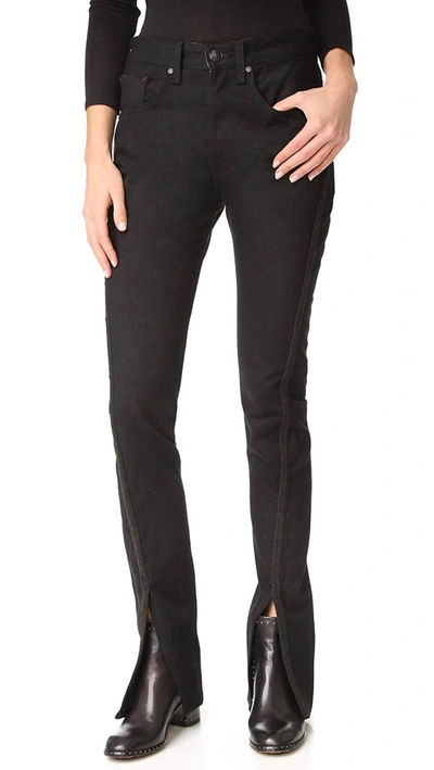 Shop Rag & Bone Regalia Ankle Front Slit High Rise Classic Jeans In Black