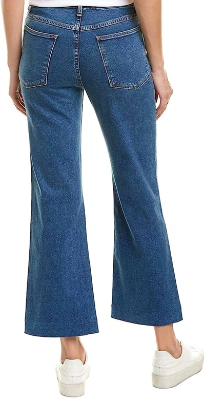 Rag & Bone Wide Leg Ankle Cotton Washed Stretch Jeans In Blue