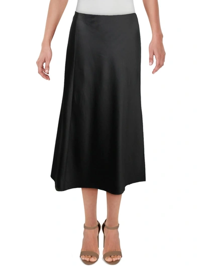 Shop Danielle Bernstein Womens Side Slit Pull On Midi Skirt In Black