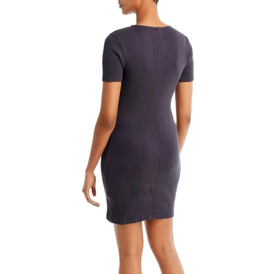 Shop Monrow Womens Cut-out Ribbed T-shirt Dress In Blue