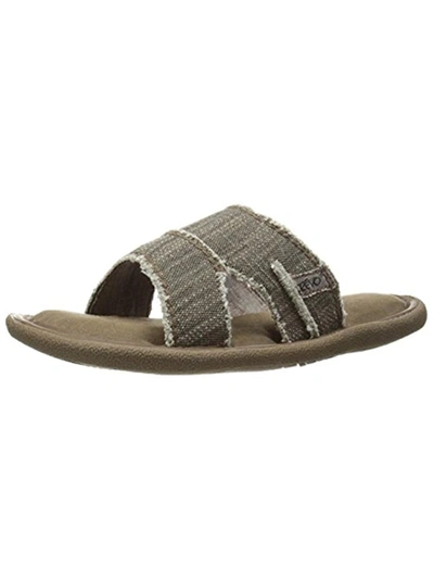 Shop Crevo Baja Ii Mens Linen Cut-out Slide Sandals In Gold