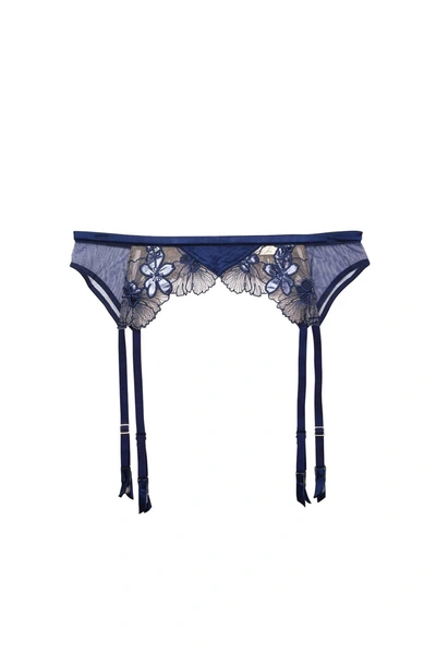 Shop Fleur Du Mal Violet Garter Belt In Nighttime Blue In Multi
