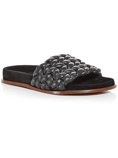 Shop Chloé Womens Leather Woven Slide Sandals In Black