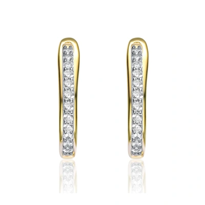 Rachel Glauber Rg 14k Yellow Gold Plated With Cubic Zirconia U-shaped J-hoop Latch Back Earrings