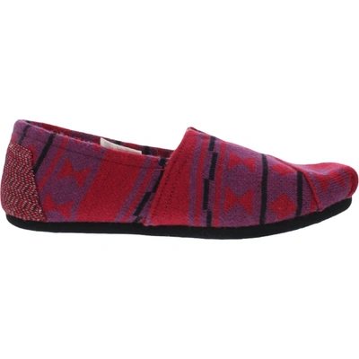 Shop Toms Classic Womens Faux Shearling Square Toe Flats In Red