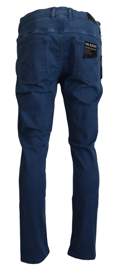 Shop Neil Barrett Blue Cotton Stretch Men Casual Denim Men's Jeans