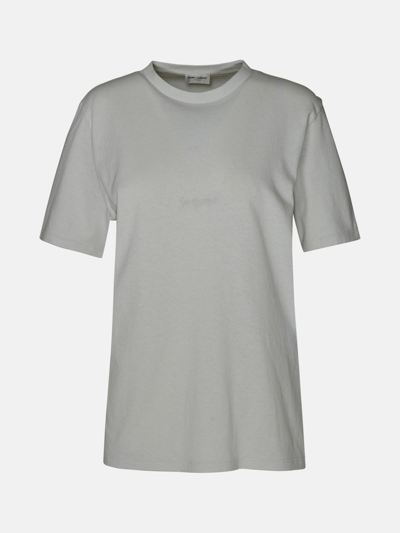 Shop Saint Laurent Boyfriend T-shirt In Ivory Cotton