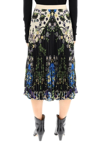 Shop Etro Printed Pleated Midi Skirt In Multicolor
