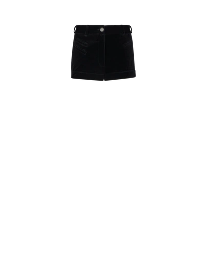 Shop Etro Velvet Shorts In Black