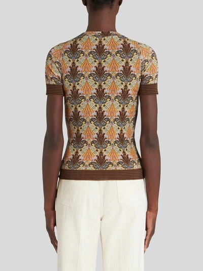 Shop Etro Paisley Print Jersey T-shirt In Brown