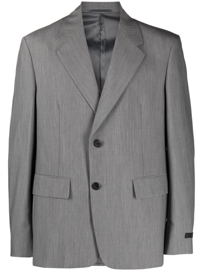 Shop Prada Grey Tailored Single Breasted Blazer