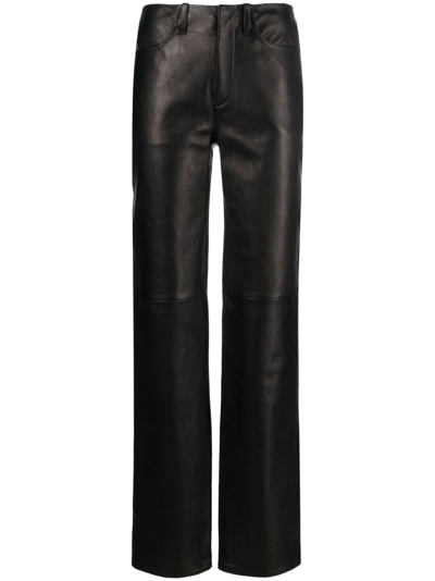 Shop Alexander Wang Black Fly Leather Trousers
