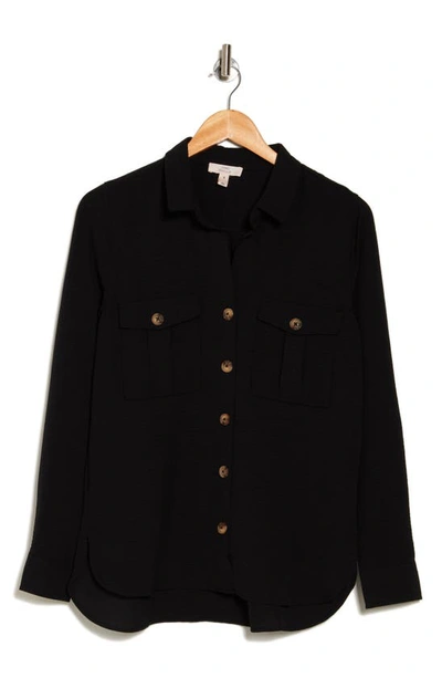 Shop Como Vintage Airflow Button-up Shirt In Jet Black
